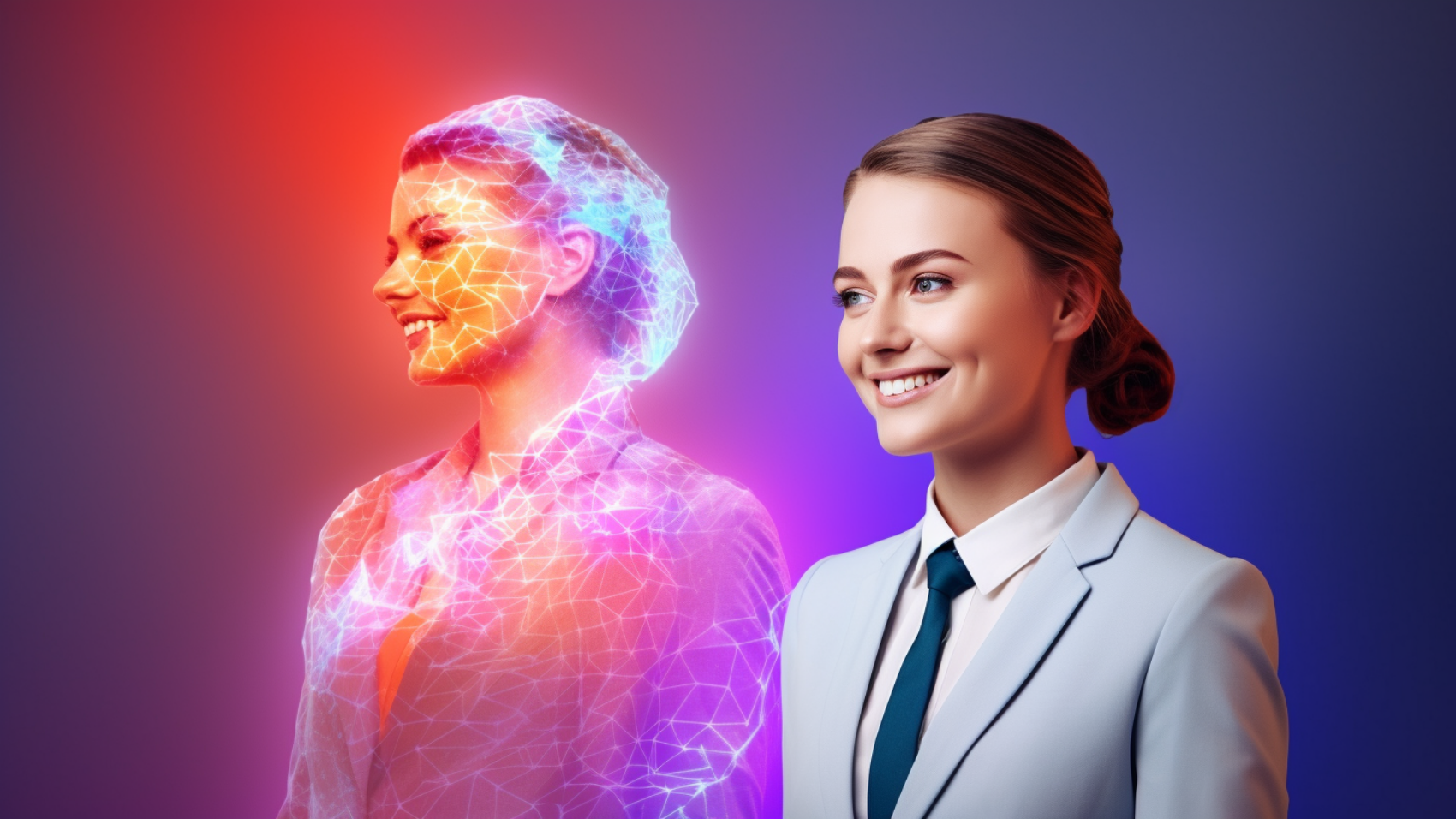 Woman with digital clone