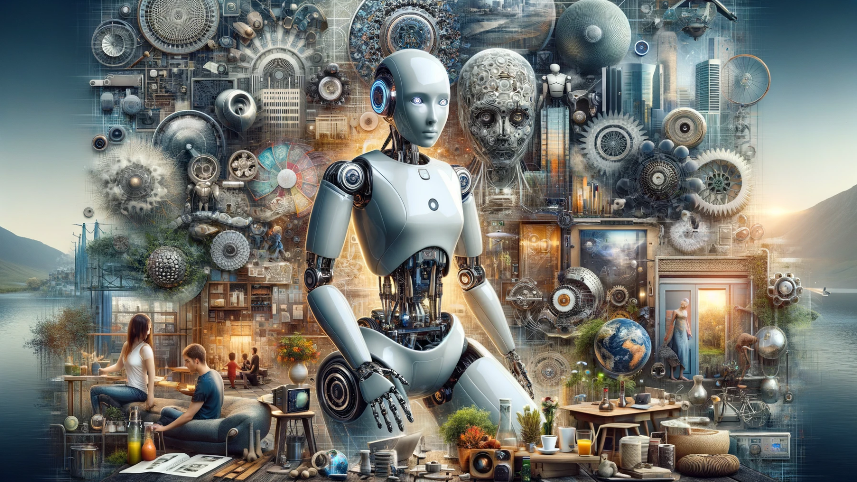 DALL·E 2024-03-26 20.02.49 - Craft a highly realistic and detailed collage banner image, sized 1920x1080 pixels, that depicts the integration of artificial intelligence with human